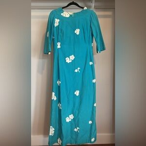 Elegant Teal Floral Dress